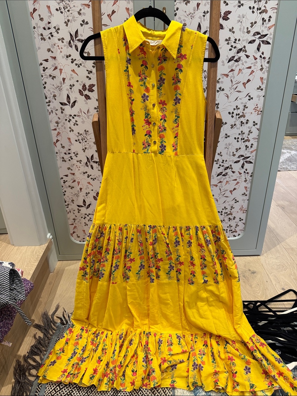 Carolina K Bright Yellow Floral Collared Dress